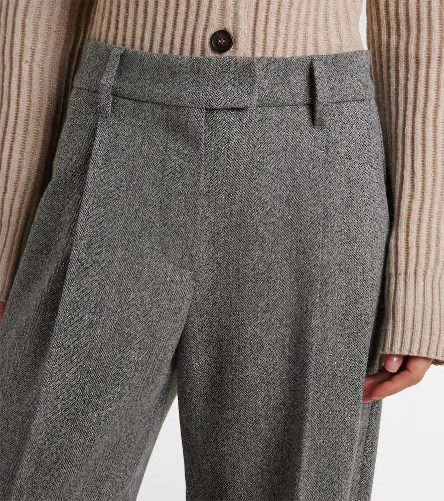 Brunello Cucinelli Monili herringbone wool-blend wide-leg pants | Thumbnail 2
