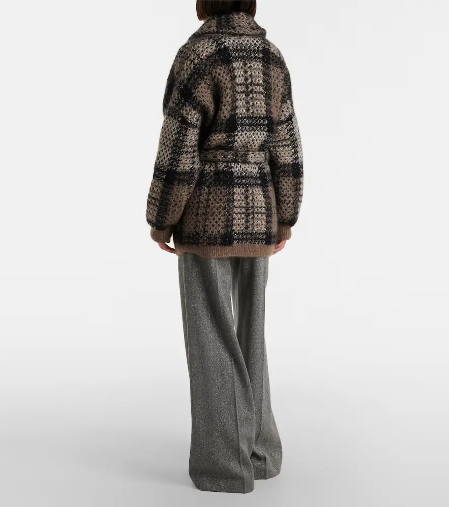 Brunello Cucinelli Monili herringbone wool-blend wide-leg pants | Thumbnail 3