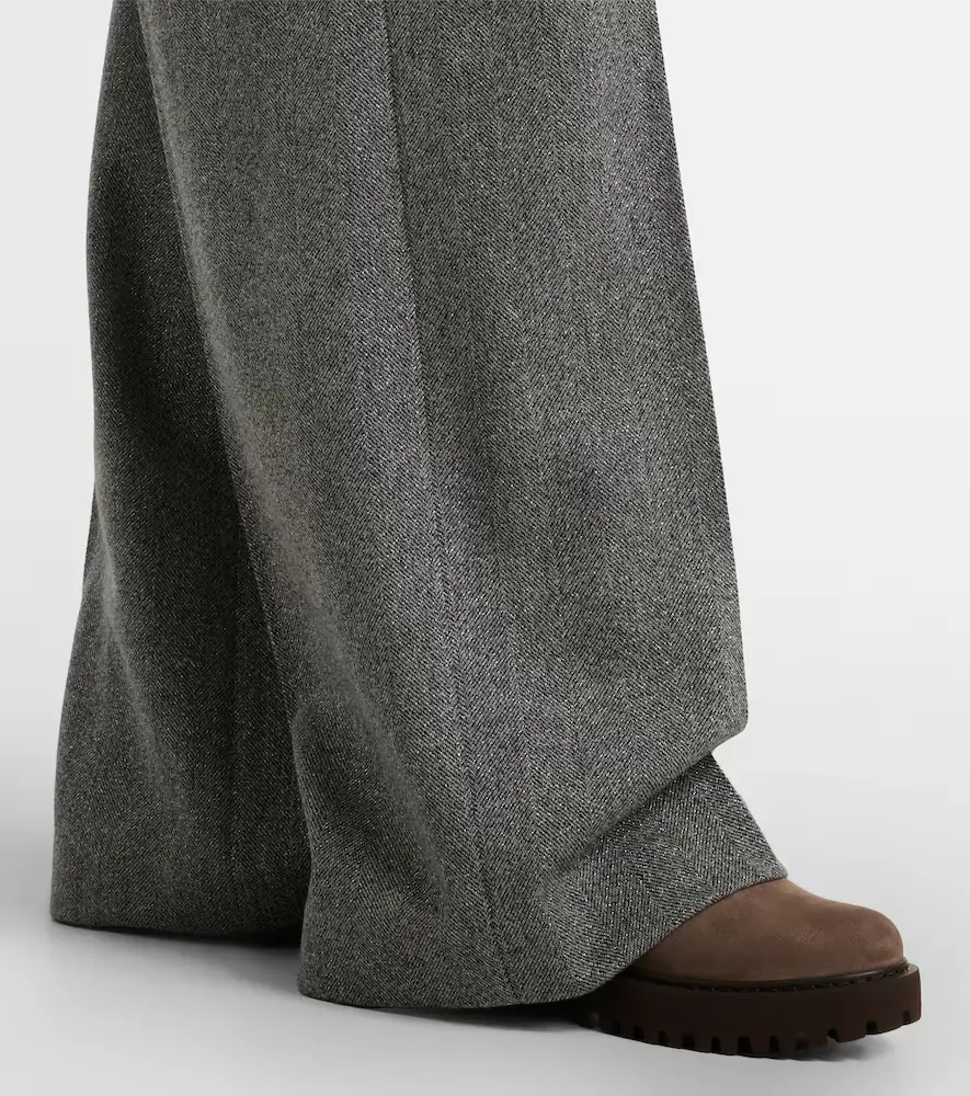 Brunello Cucinelli Monili herringbone wool-blend wide-leg pants | Thumbnail 4