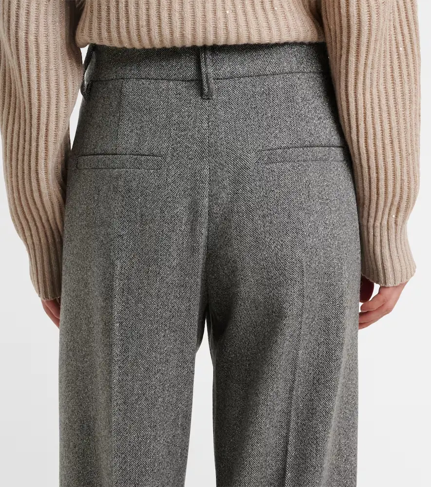 Brunello Cucinelli Monili herringbone wool-blend wide-leg pants | Thumbnail 5