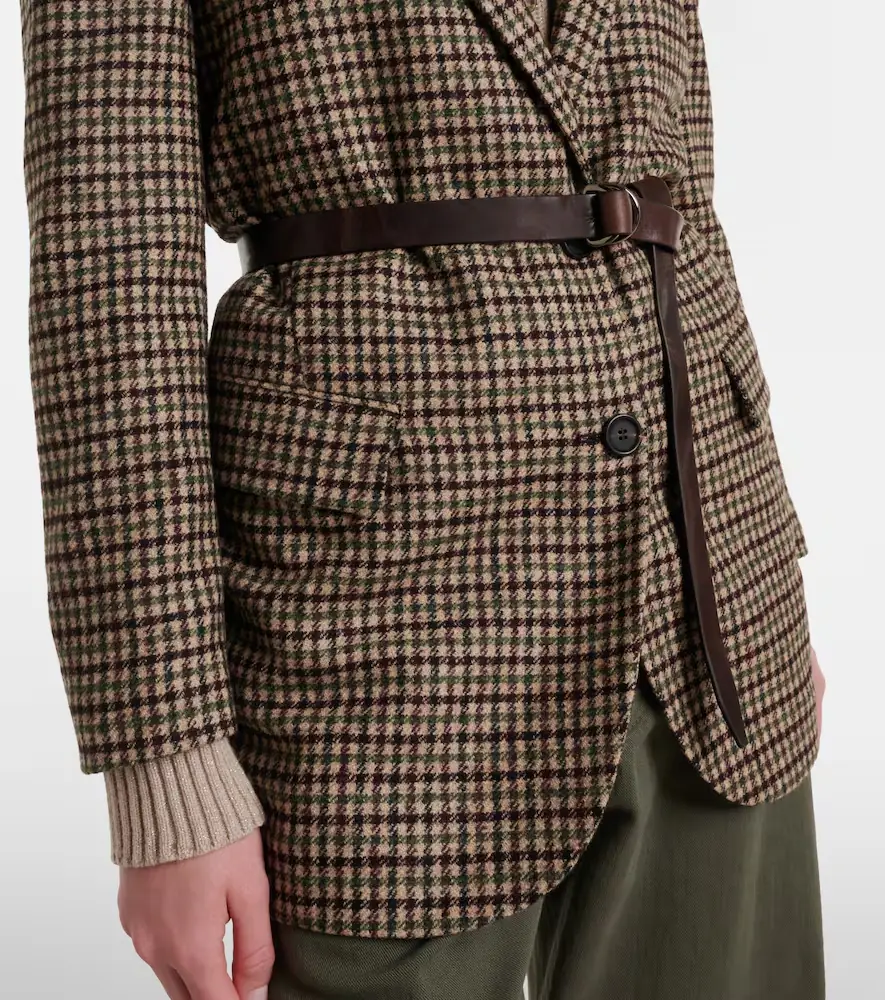 Brunello Cucinelli Belted checked wool and alpaca-blend jacket | Thumbnail 4 Brunello Cucinelli Belted checked wool and alpaca-blend jacket | Thumbnail 4