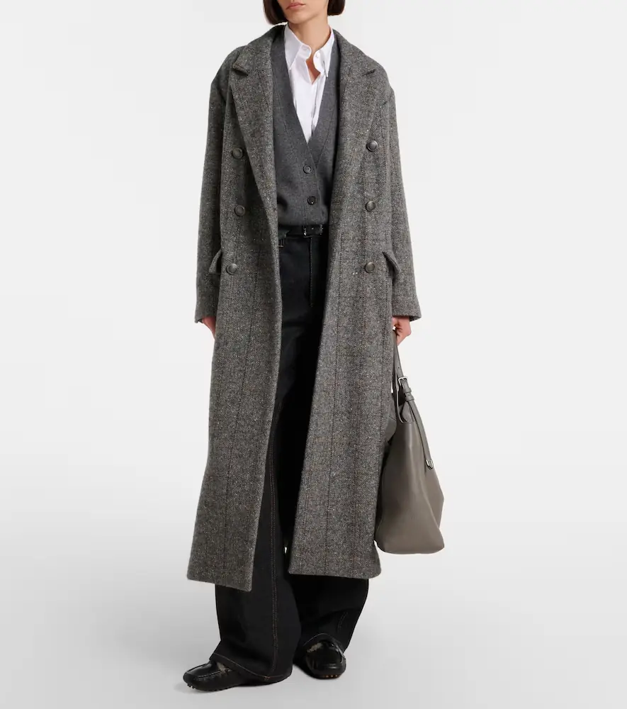 Brunello Cucinelli Double-breasted alpaca-blend coat | Thumbnail 4 Brunello Cucinelli Double-breasted alpaca-blend coat | Thumbnail 4