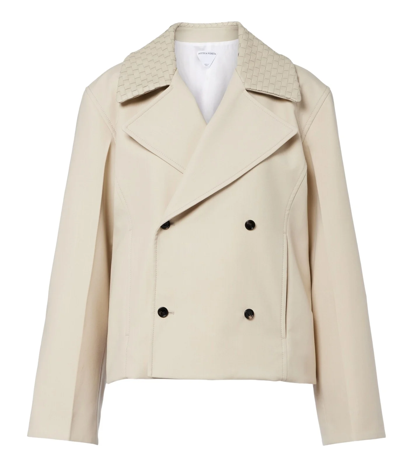 Bottega Veneta Intrecciato striped wool and cotton peacoat