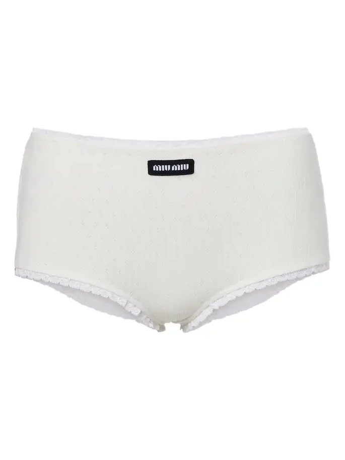 Miu Miu Pointelle cotton micro shorts