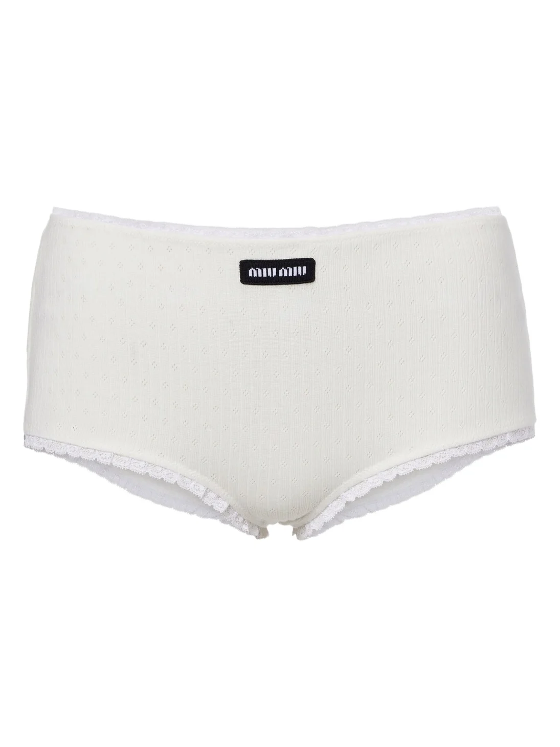 Miu Miu Pointelle cotton micro shorts