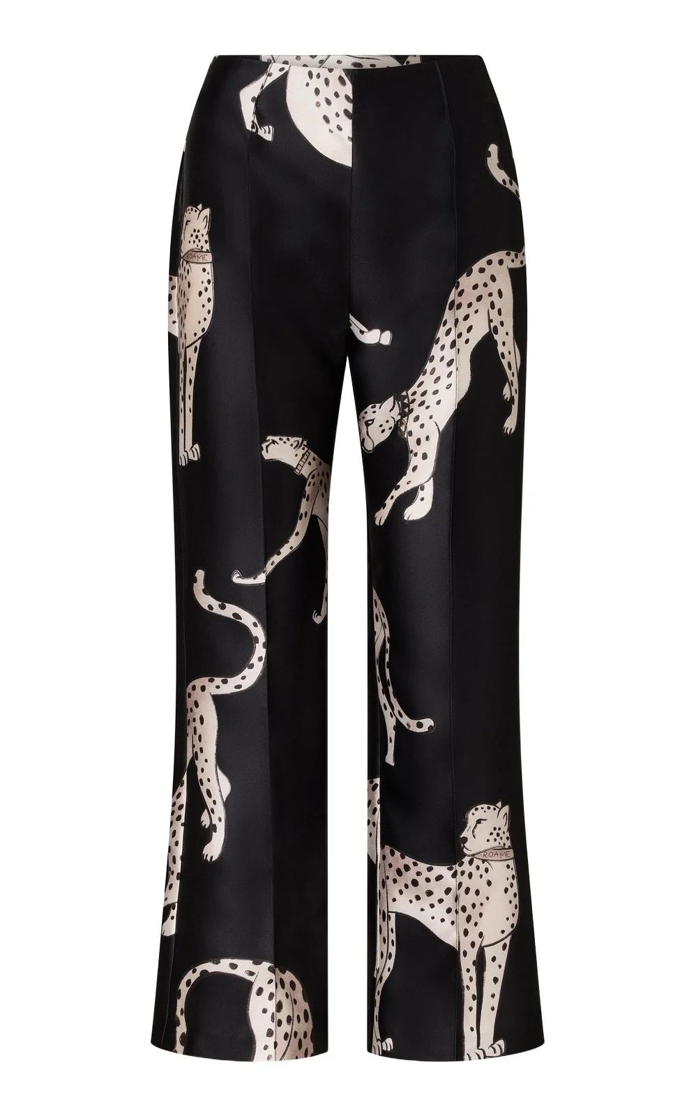 ROAME. Vixon Cheetah-Print Satin Bootcut Pants