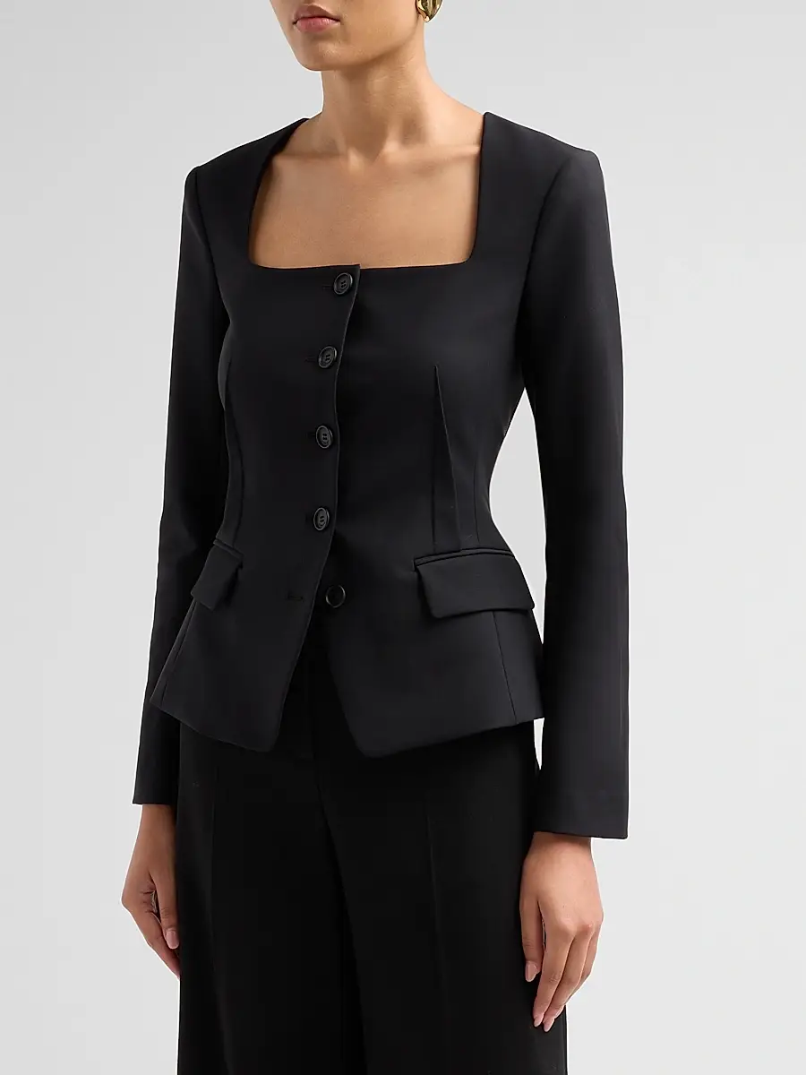 Simkhai Women's Marlowe Collarless Jacket | Thumbnail 4 Simkhai Women's Marlowe Collarless Jacket | Thumbnail 4