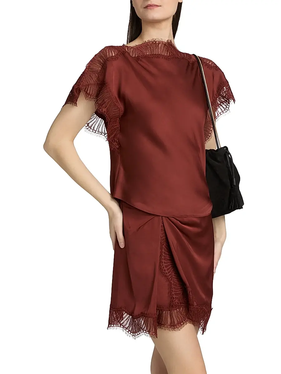A.L.C. A. L.C. Women's Luna Lace-Trim Satin Top | Thumbnail 4 A.L.C. A. L.C. Women's Luna Lace-Trim Satin Top | Thumbnail 4