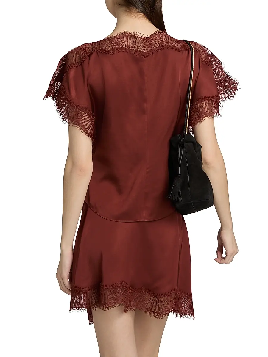 A.L.C. A. L.C. Women's Luna Lace-Trim Satin Top | Thumbnail 5 A.L.C. A. L.C. Women's Luna Lace-Trim Satin Top | Thumbnail 5