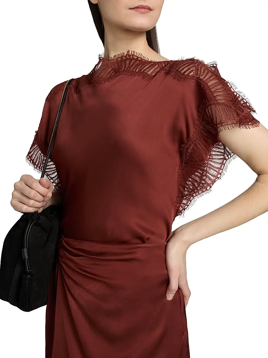 A.L.C. A. L.C. Women's Luna Lace-Trim Satin Top | Thumbnail 6 A.L.C. A. L.C. Women's Luna Lace-Trim Satin Top | Thumbnail 6