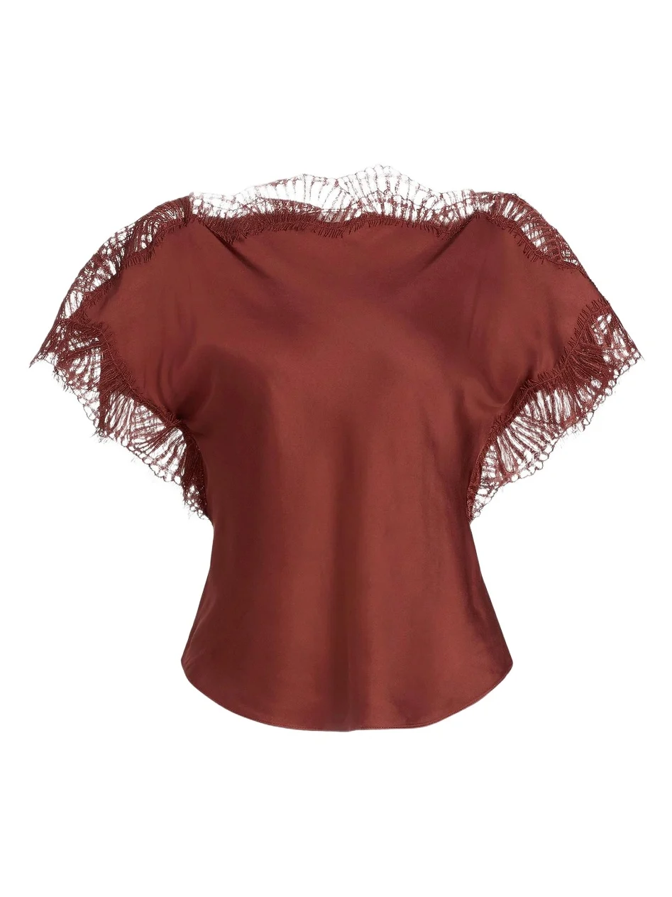 A. L.C. Women's Luna Lace-Trim Satin Top