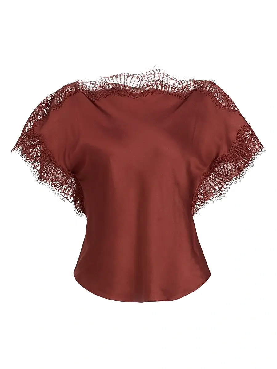 A.L.C. Women's Luna Lace-Trim Satin Top - Sandalwood | Image 1 A.L.C. Women's Luna Lace-Trim Satin Top - Sandalwood | Image 1