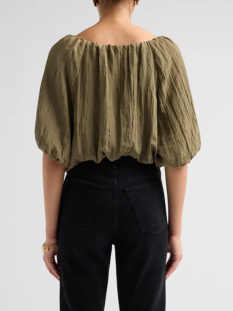 Simkhai Women's Anni Puff-Sleeve Crop Top | Thumbnail 3 Simkhai Women's Anni Puff-Sleeve Crop Top | Thumbnail 3