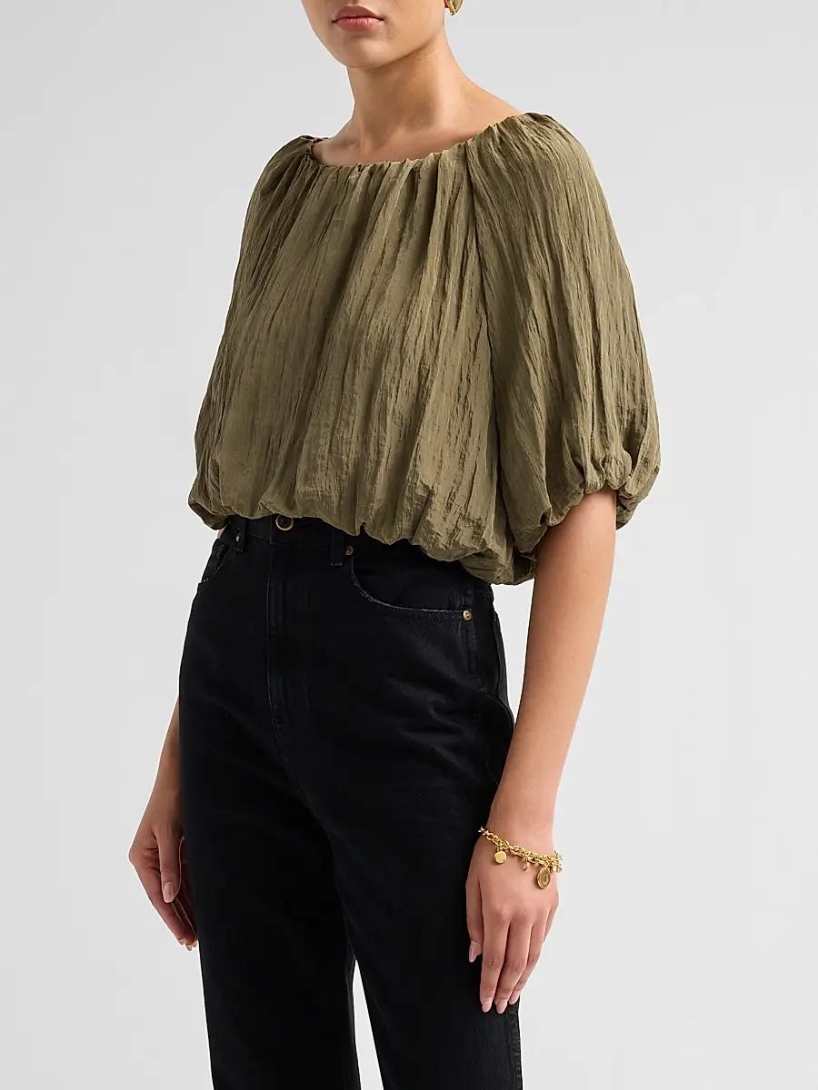 Simkhai Women's Anni Puff-Sleeve Crop Top | Thumbnail 4 Simkhai Women's Anni Puff-Sleeve Crop Top | Thumbnail 4