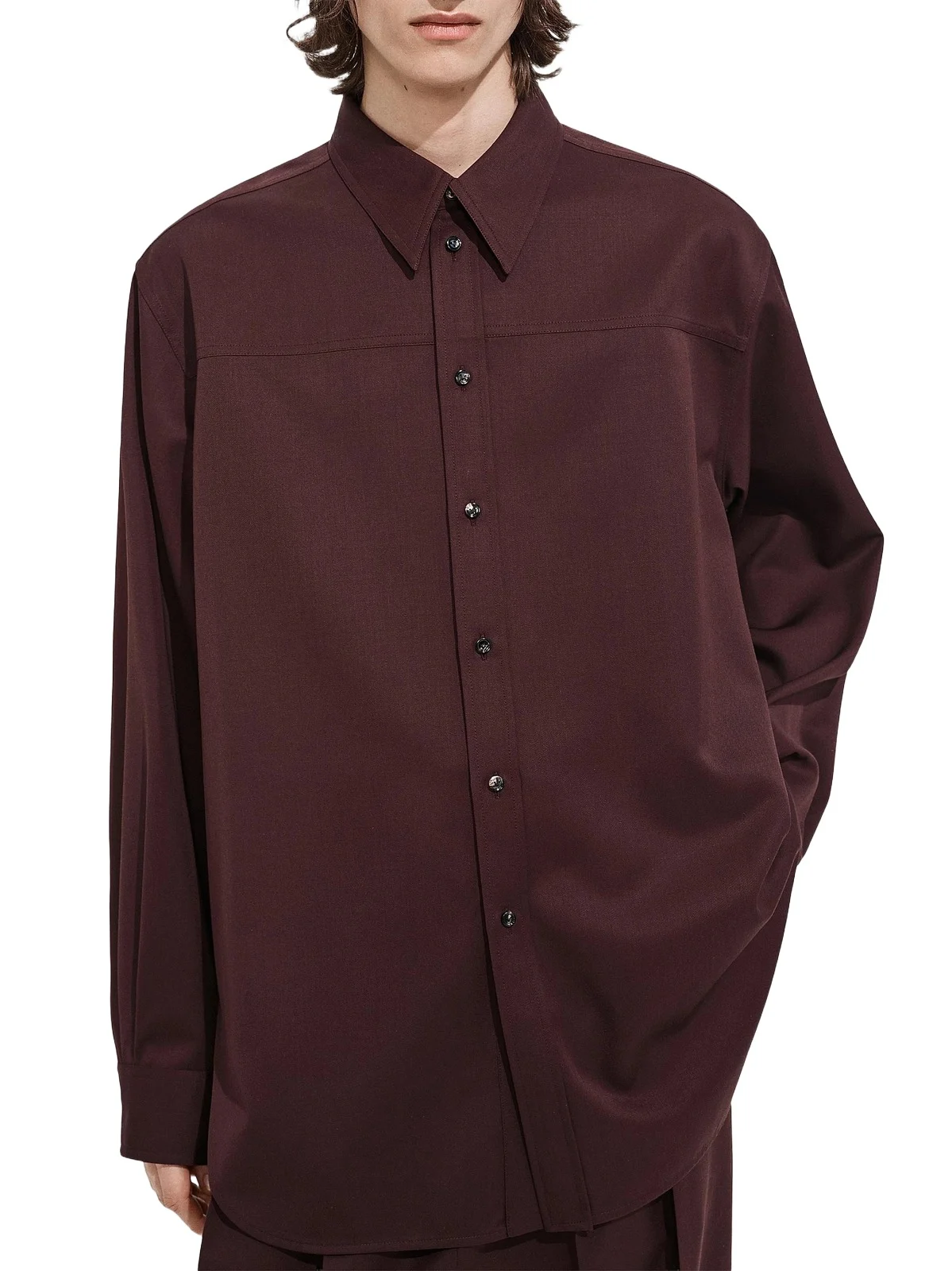Men's Wool Oversized Button-Front Shirt