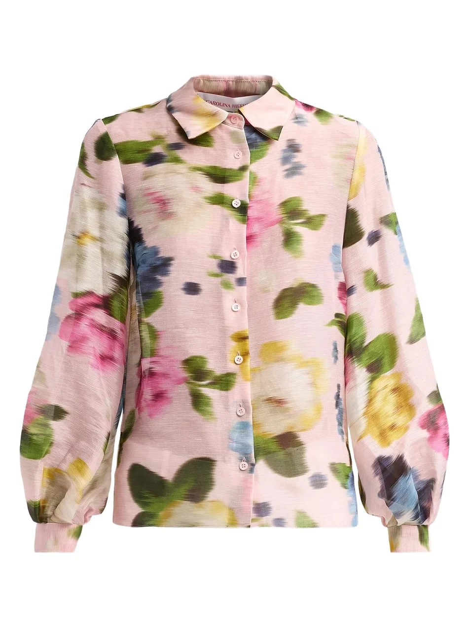 Women's Isabella Blurred Floral Linen-Silk Shirt