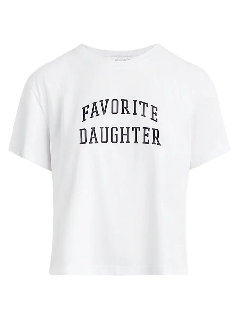 Favorite Daughter Women's The Cropped Collegiate T-Shirt - White - Size XS | Image 1 Favorite Daughter Women's The Cropped Collegiate T-Shirt - White - Size XS | Image 1