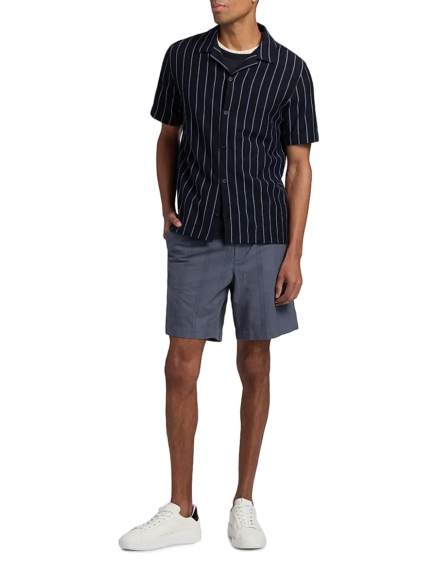 Vince Men's Striped Terry Cotton Cabana Shirt | Thumbnail 2 Vince Men's Striped Terry Cotton Cabana Shirt | Thumbnail 2
