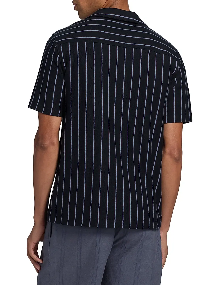Vince Men's Striped Terry Cotton Cabana Shirt | Thumbnail 5 Vince Men's Striped Terry Cotton Cabana Shirt | Thumbnail 5
