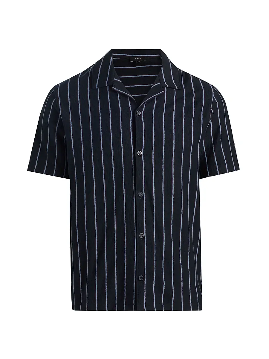 Vince Men's Striped Terry Cotton Cabana Shirt - Coastal Combo - Size XXL | Image 1 Vince Men's Striped Terry Cotton Cabana Shirt - Coastal Combo - Size XXL | Image 1