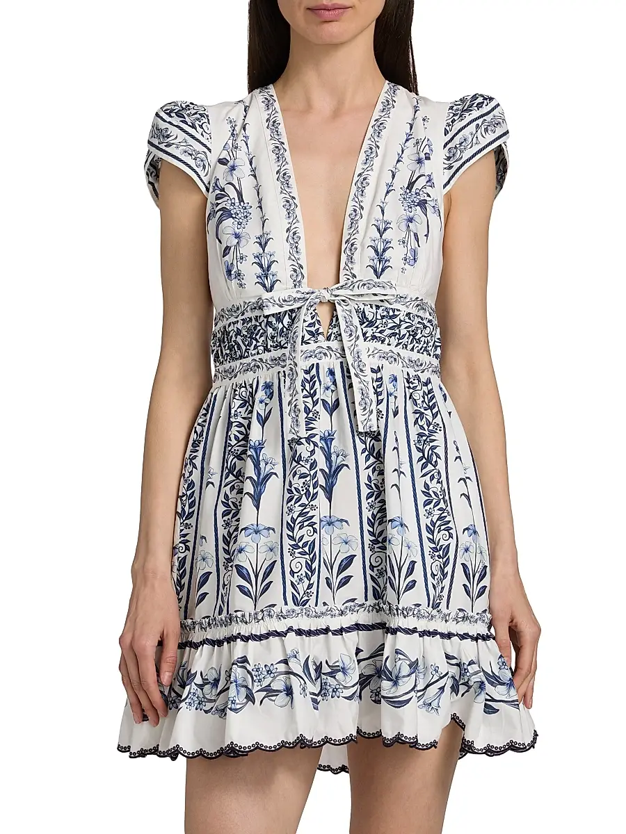 Farm Rio Women's Flowers Arch Ruffled A-Line Minidress | Thumbnail 3 Farm Rio Women's Flowers Arch Ruffled A-Line Minidress | Thumbnail 3