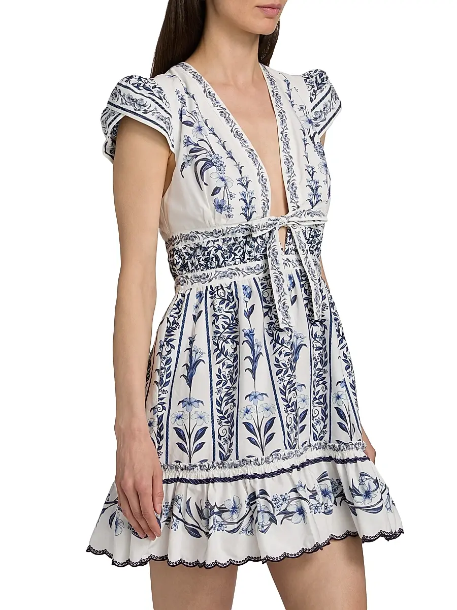 Farm Rio Women's Flowers Arch Ruffled A-Line Minidress | Thumbnail 4 Farm Rio Women's Flowers Arch Ruffled A-Line Minidress | Thumbnail 4