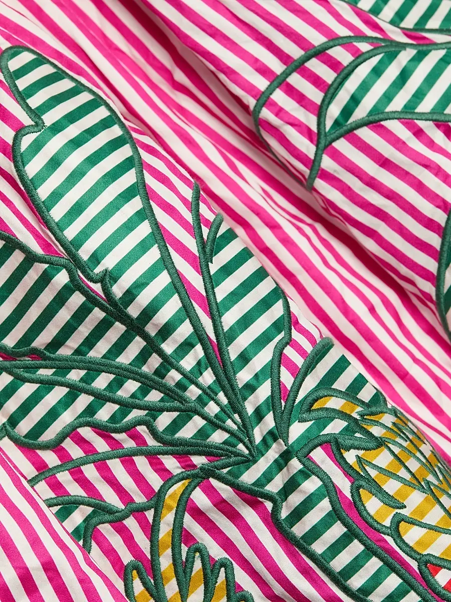 Farm Rio Women's Palm Tree Cutwork Striped Midi-Dress | Thumbnail 7 Farm Rio Women's Palm Tree Cutwork Striped Midi-Dress | Thumbnail 7
