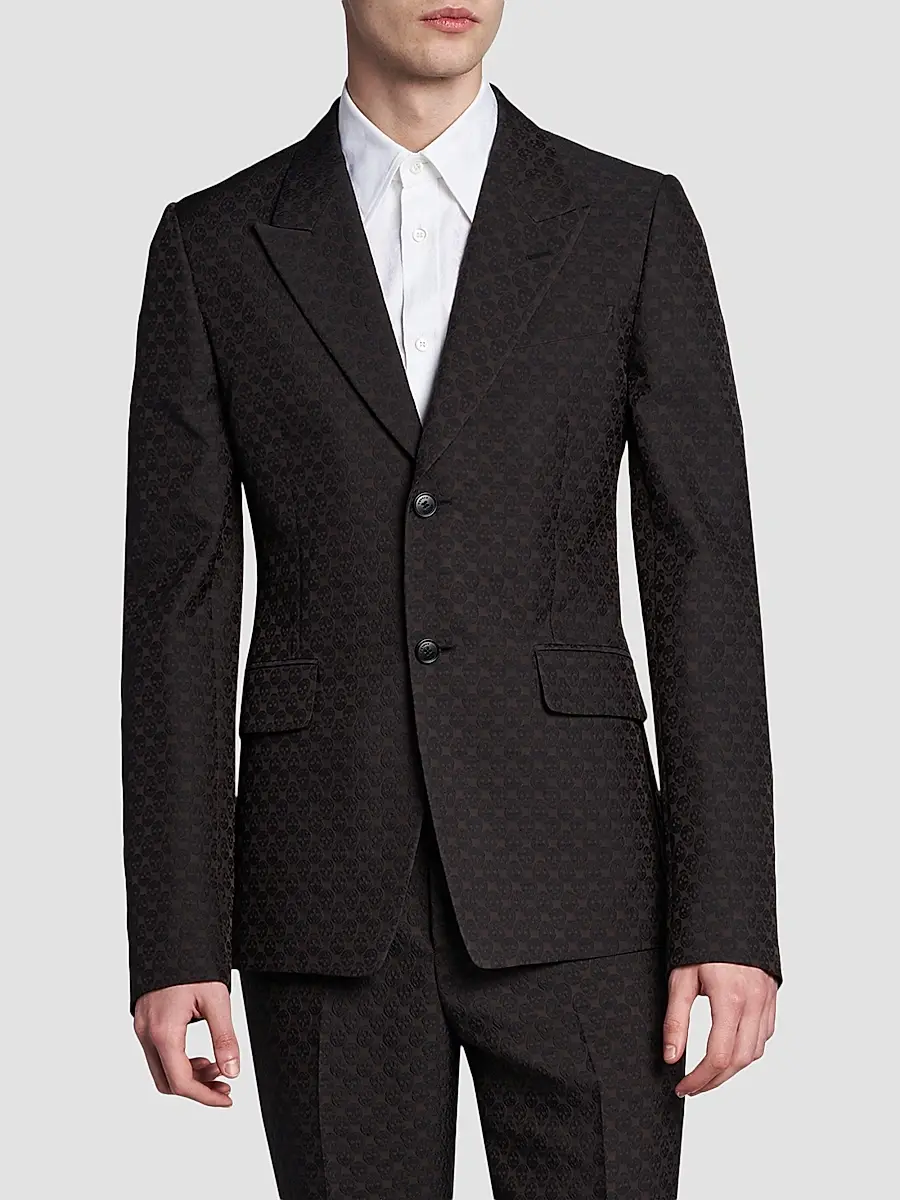 Alexander McQueen Men's Skull Jacquard Single-Breasted Jacket | Thumbnail 3 Alexander McQueen Men's Skull Jacquard Single-Breasted Jacket | Thumbnail 3