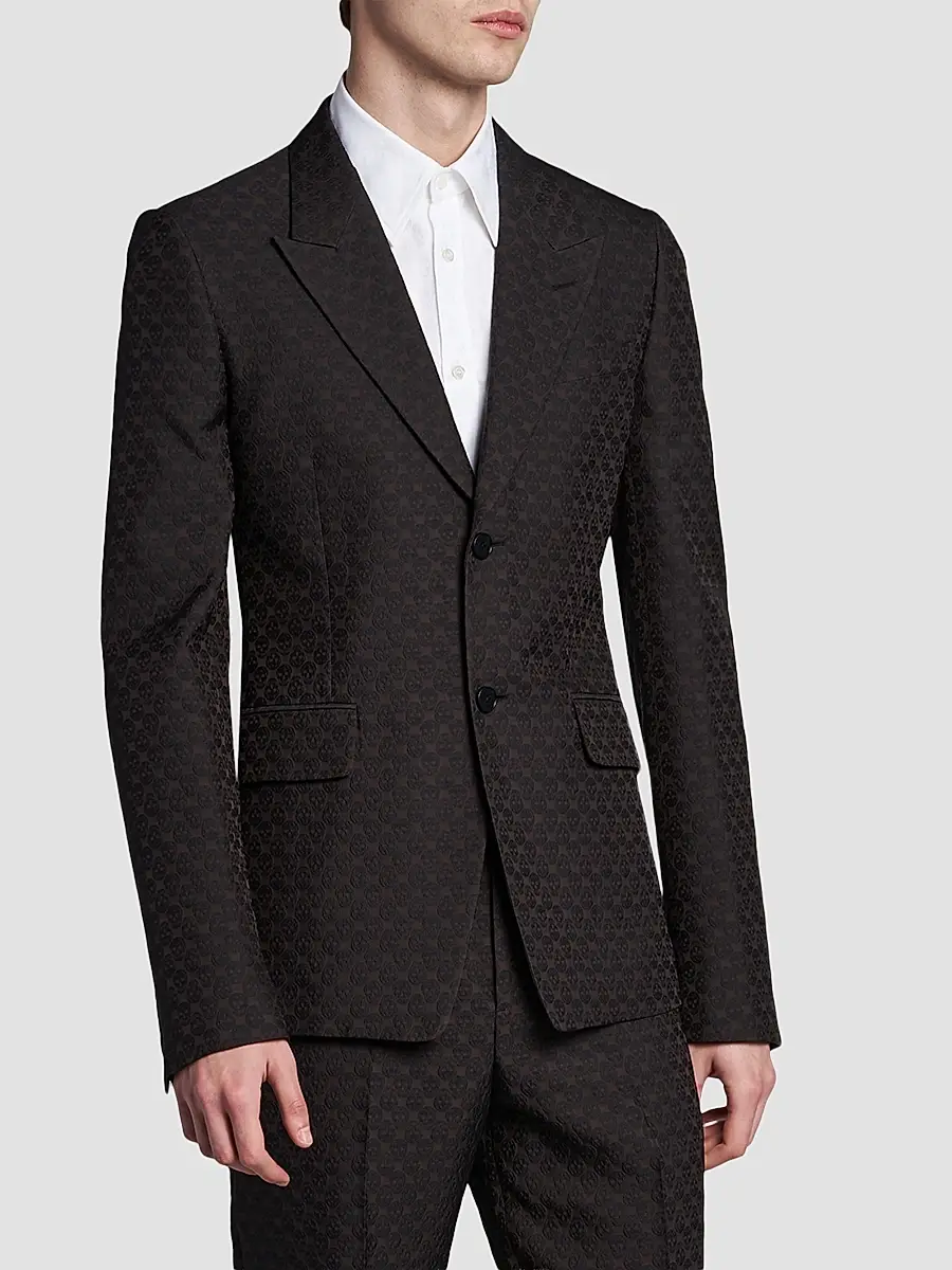 Alexander McQueen Men's Skull Jacquard Single-Breasted Jacket | Thumbnail 4 Alexander McQueen Men's Skull Jacquard Single-Breasted Jacket | Thumbnail 4