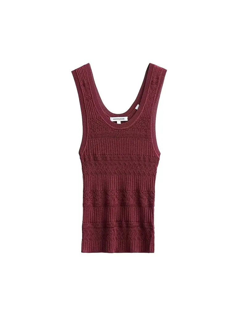 Veronica Beard Women's Sandra Mixed Knit Tank - Raisin | Image 1 Veronica Beard Women's Sandra Mixed Knit Tank - Raisin | Image 1