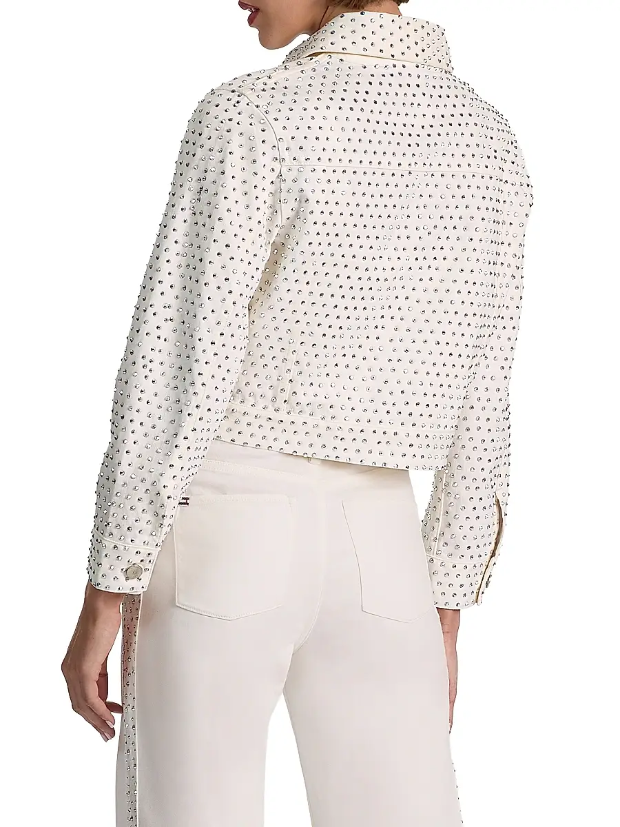 Alice + Olivia Women's Chloe Embellished Denim Crop Jacket | Thumbnail 5 Alice + Olivia Women's Chloe Embellished Denim Crop Jacket | Thumbnail 5