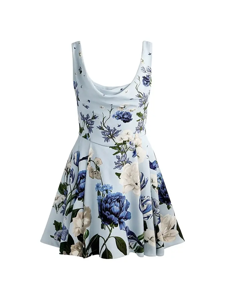 Alice + Olivia Women's Estrella Floral Flare Mini Dress | Image 1 Alice + Olivia Women's Estrella Floral Flare Mini Dress | Image 1