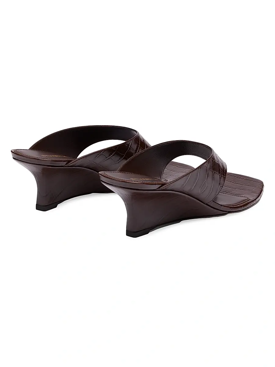 Stuart Weitzman Women's Vinnie 50MM Croc-Embossed Leather Wedge Sandals | Thumbnail 3 Stuart Weitzman Women's Vinnie 50MM Croc-Embossed Leather Wedge Sandals | Thumbnail 3