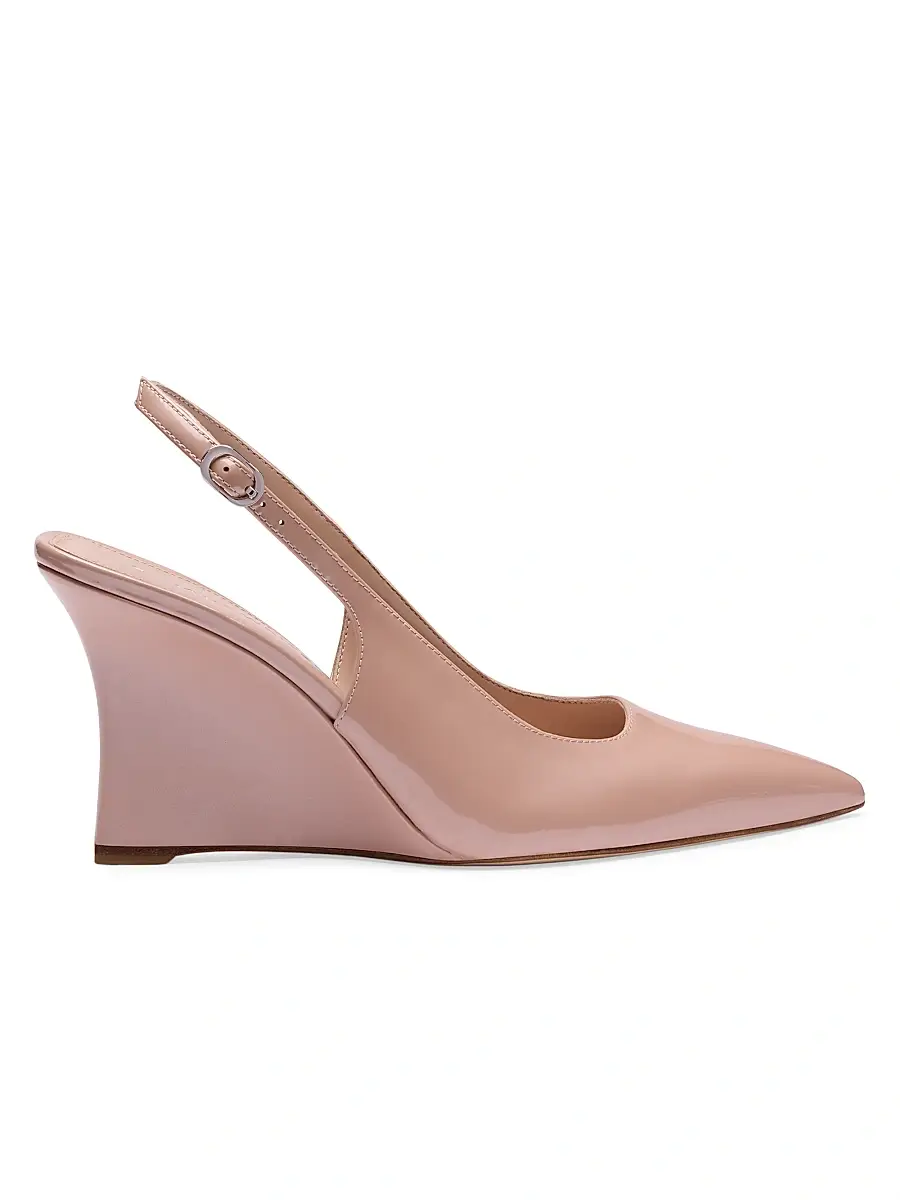 Stuart Weitzman Women's Vinnie 85MM Leather Wedge Slingback Pumps - Blushful | Image 1 Stuart Weitzman Women's Vinnie 85MM Leather Wedge Slingback Pumps - Blushful | Image 1