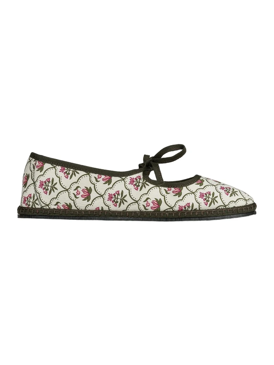 Vibi Venezia Women's Brigitte Lotus Embroidered-Cotton Mary Janes