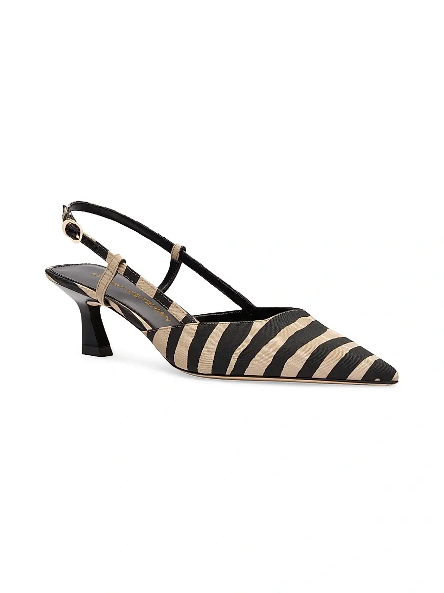 Stuart Weitzman Women's Vinnie 50MM Zebra Slingback Pumps | Thumbnail 2 Stuart Weitzman Women's Vinnie 50MM Zebra Slingback Pumps | Thumbnail 2