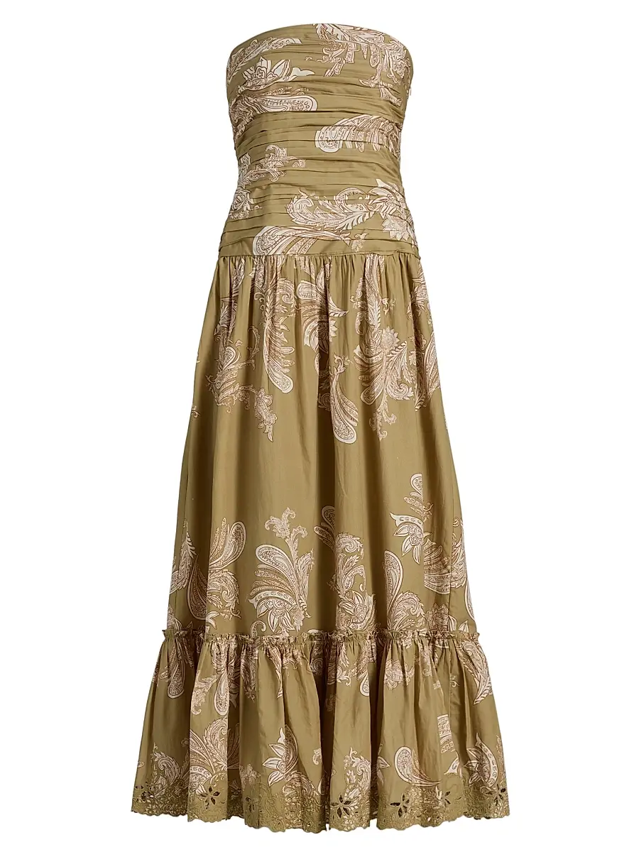 Hemant & Nandita Women's Sakhi Paisley Bandeau A-Line Maxi Dress