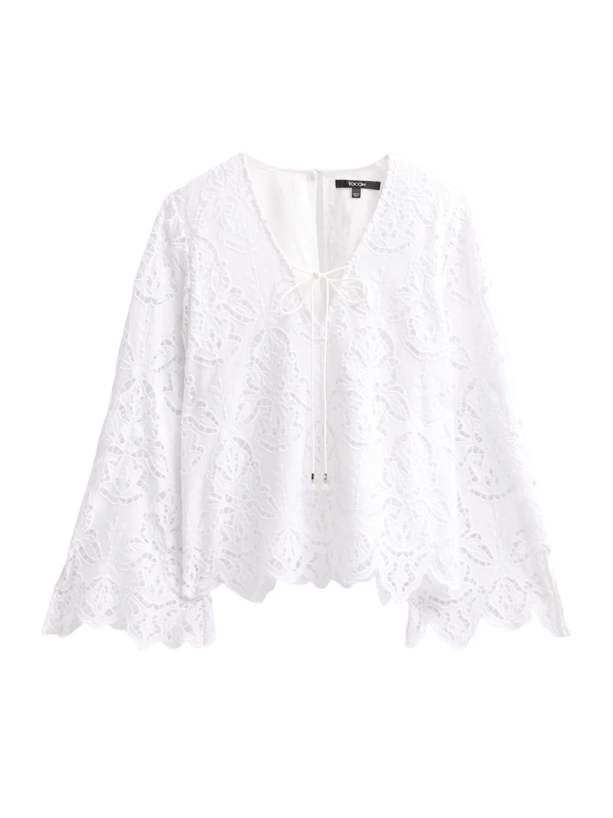 Women's Halina Broderie Anglaise Tieneck Blouse Women's Halina Broderie Anglaise Tieneck Blouse