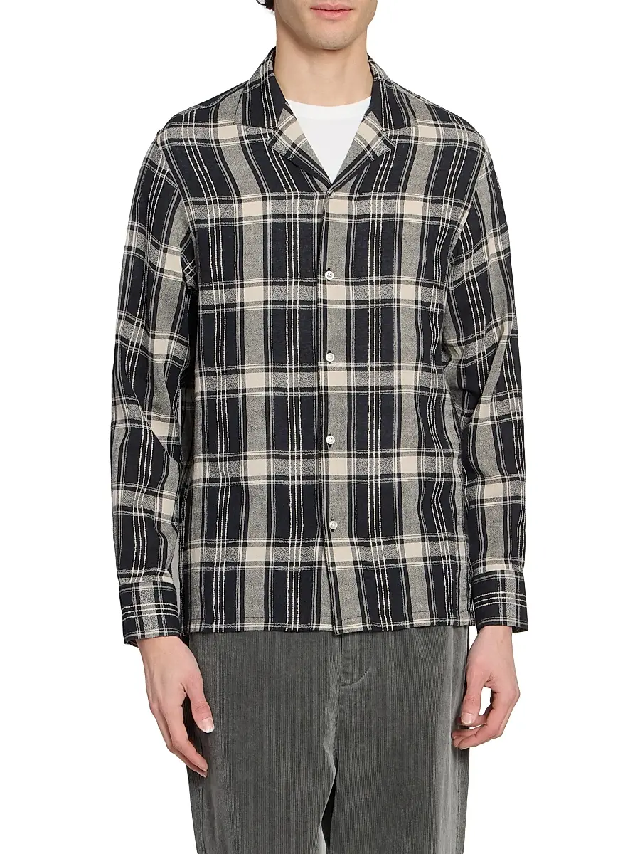 OFFICINE GÉNÉRALE Men Eren Checked Cotton-Blend Button-Front Shirt | Thumbnail 3 OFFICINE GÉNÉRALE Men Eren Checked Cotton-Blend Button-Front Shirt | Thumbnail 3