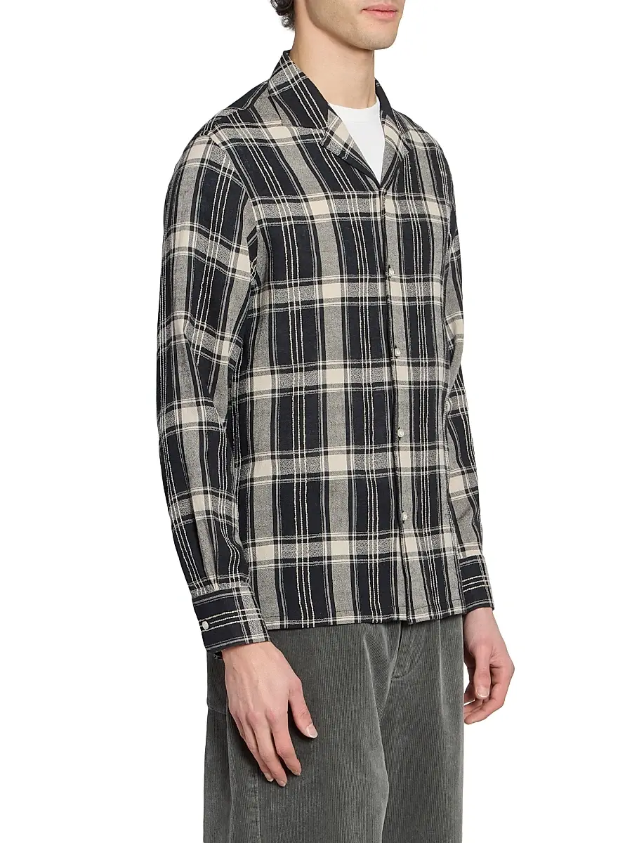 OFFICINE GÉNÉRALE Men Eren Checked Cotton-Blend Button-Front Shirt | Thumbnail 4 OFFICINE GÉNÉRALE Men Eren Checked Cotton-Blend Button-Front Shirt | Thumbnail 4