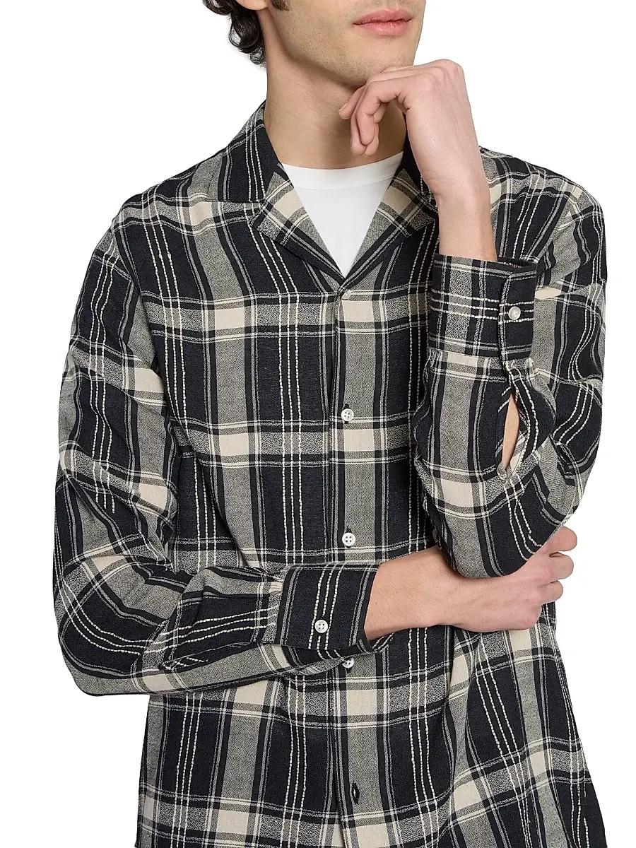 OFFICINE GÉNÉRALE Men Eren Checked Cotton-Blend Button-Front Shirt | Thumbnail 6 OFFICINE GÉNÉRALE Men Eren Checked Cotton-Blend Button-Front Shirt | Thumbnail 6