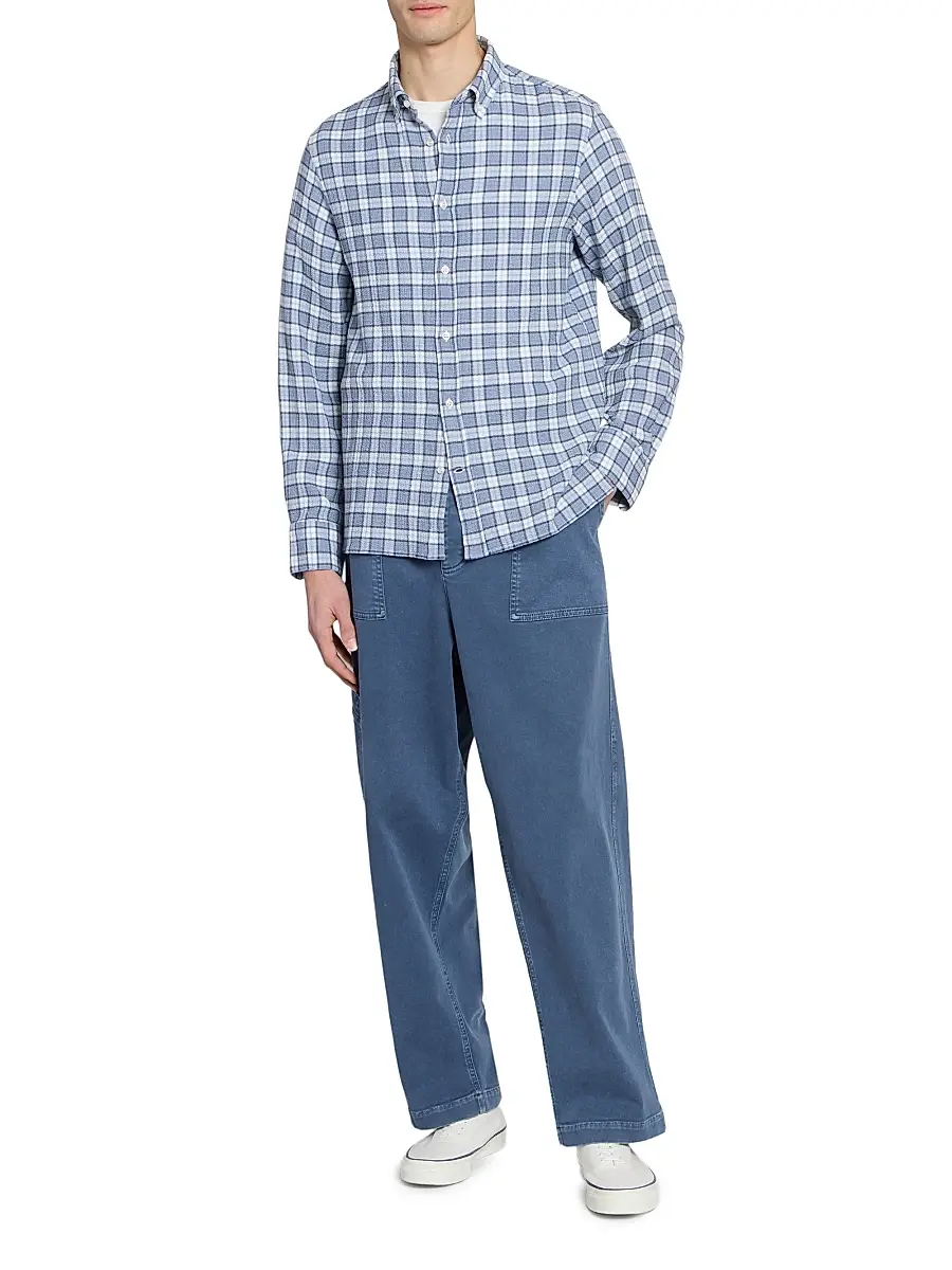 OFFICINE GÉNÉRALE Men Arsene Waffled Cotton Check Shirt | Thumbnail 2 OFFICINE GÉNÉRALE Men Arsene Waffled Cotton Check Shirt | Thumbnail 2