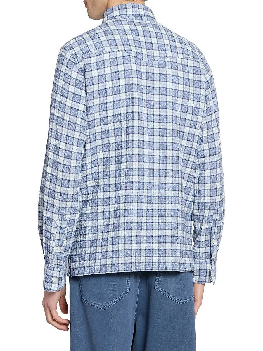 OFFICINE GÉNÉRALE Men Arsene Waffled Cotton Check Shirt | Thumbnail 5 OFFICINE GÉNÉRALE Men Arsene Waffled Cotton Check Shirt | Thumbnail 5