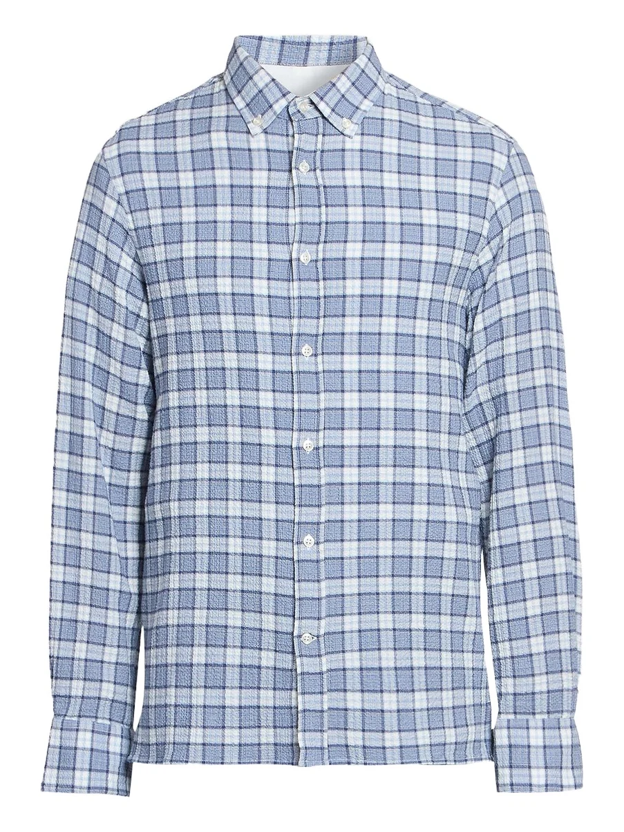 Men Arsene Waffled Cotton Check Shirt Men Arsene Waffled Cotton Check Shirt