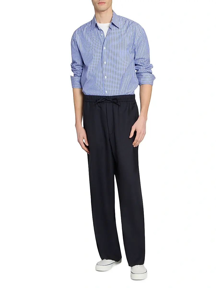 OFFICINE GÉNÉRALE Men Gad Striped Cotton Poplin Shirt | Thumbnail 2
