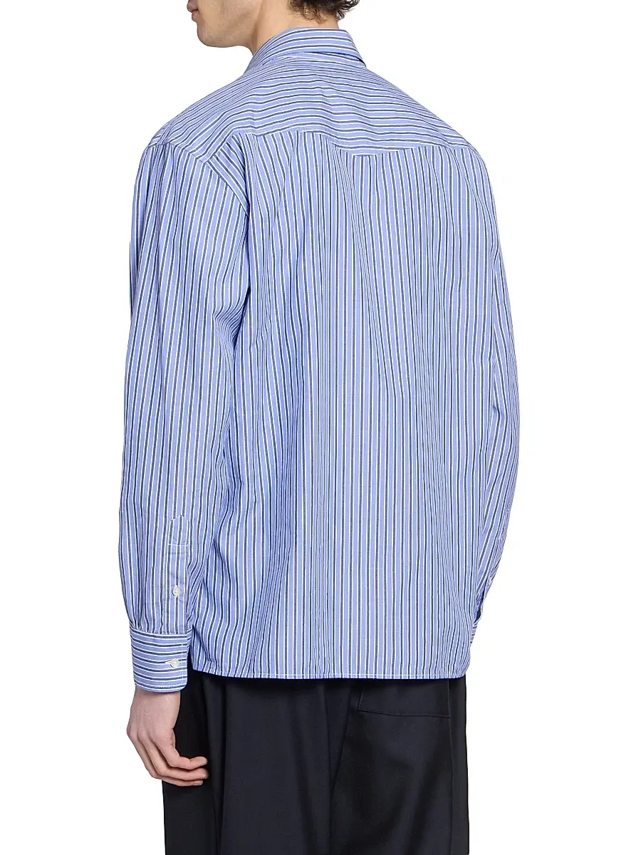 OFFICINE GÉNÉRALE Men Gad Striped Cotton Poplin Shirt | Thumbnail 5