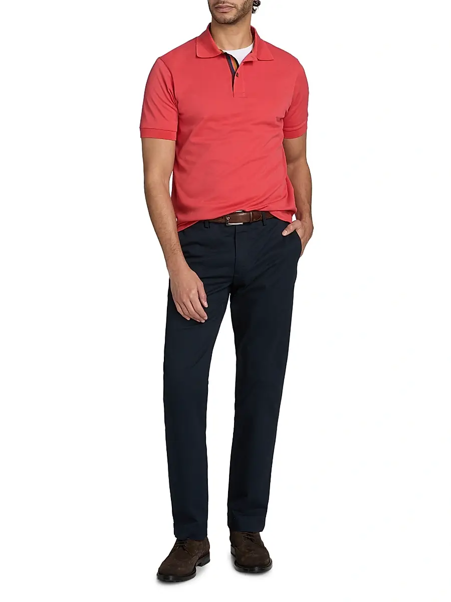Paul Smith Men's Straight Placket Cotton Polo Shirt | Thumbnail 2 Paul Smith Men's Straight Placket Cotton Polo Shirt | Thumbnail 2