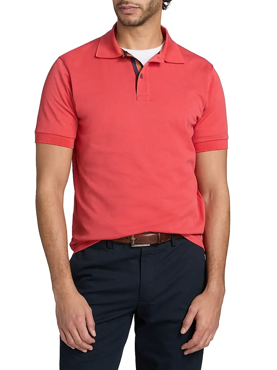Paul Smith Men's Straight Placket Cotton Polo Shirt | Thumbnail 3 Paul Smith Men's Straight Placket Cotton Polo Shirt | Thumbnail 3