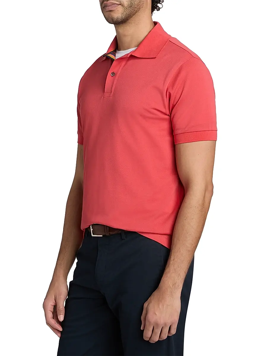 Paul Smith Men's Straight Placket Cotton Polo Shirt | Thumbnail 4 Paul Smith Men's Straight Placket Cotton Polo Shirt | Thumbnail 4