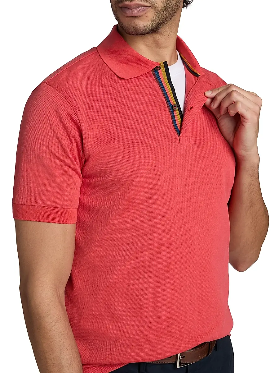 Paul Smith Men's Straight Placket Cotton Polo Shirt | Thumbnail 6 Paul Smith Men's Straight Placket Cotton Polo Shirt | Thumbnail 6